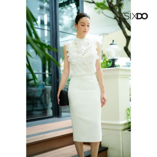 Chân váy trắng bút chì dài SIXDO (White Woven Pencil Skirt)