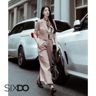 Quần ống rộng kẻ dọc SIXDO (Brownish-beige Stripe Woven Pants)