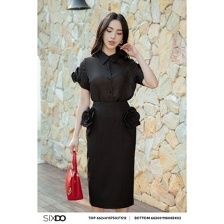  Chân váy bút chì phối hoa 3D SIXDO  3D Flower Woven Midi Skirt  