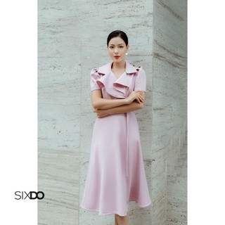 Đầm thô dáng xòe phối đai SIXDO (Midi Raw Dress)