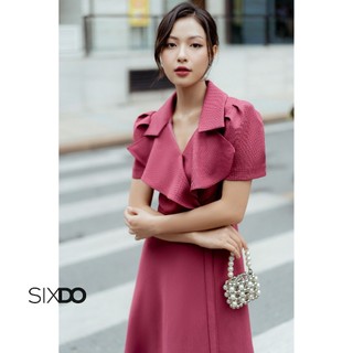 Đầm thô dáng xòe phối đai SIXDO (Midi Raw Dress)