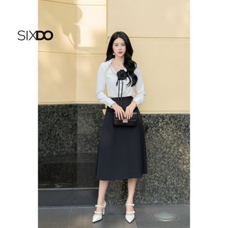 Chân váy lụa đen dáng A SIXDO (Black Midi Silk Skirt)