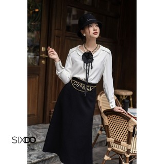 Chân váy lụa đen dáng A SIXDO (Black Midi Silk Skirt)