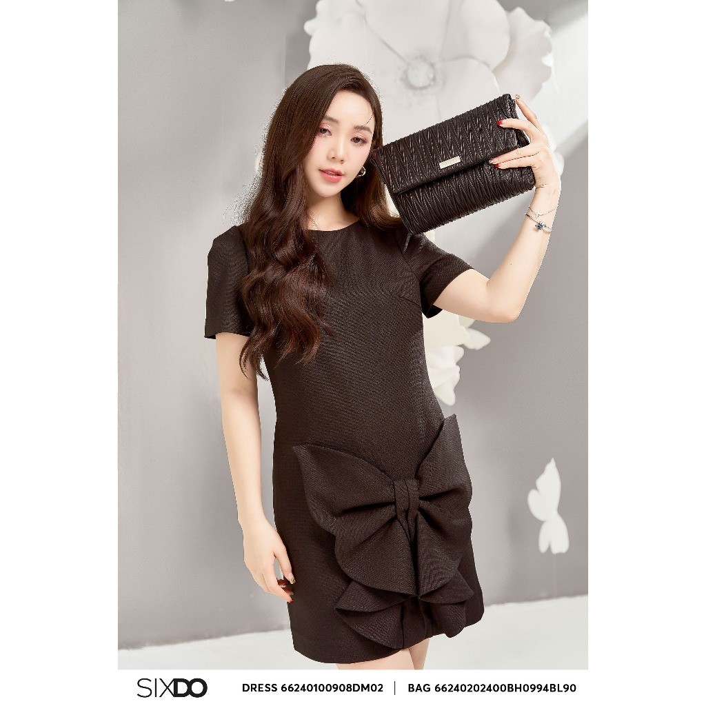 Đầm suông đen họa tiết 3D SIXDO (Black 3D Butterfly Woven Mini Dress)
