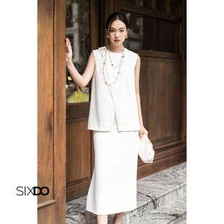 Chân váy lụa trắng SIXDO (White Midi Silk Skirt)