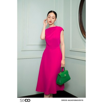 Đầm lụa hồng tím SIXDO (Murrey Silk Midi Dress)
