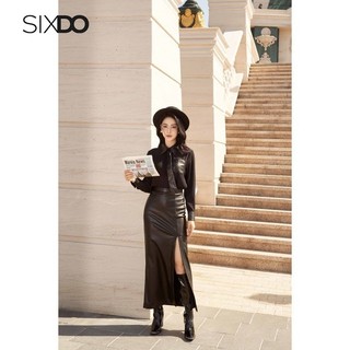 Áo sơ mi nữ lụa đen cổ da SIXDO (Black Long Sleeves Silk Shirt)