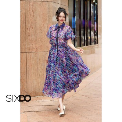 Chân váy tơ organza chấm bi nhiều màu SIXDO (Multicolor Polka Dots Midi Skirt)