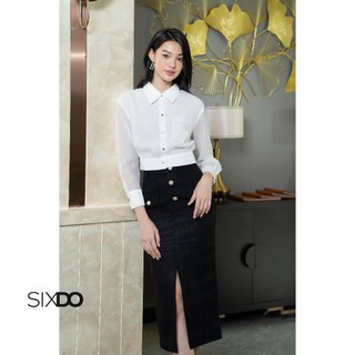 Áo sơ mi tơ SIXDO (White Cropped Top)