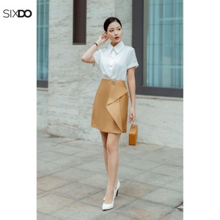 Áo sơ mi croptop lụa cộc tay SIXDO (White Short Sleeves Silk Shirt)