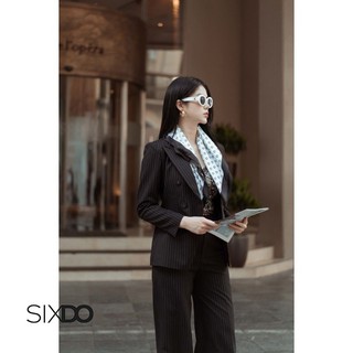 Áo vest nữ kẻ sọc SIXDO (Black Stripe Double Breasted Woven Vest)