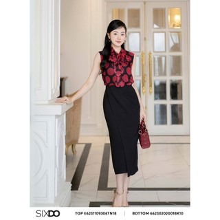 Áo voan nữ chấm bi đỏ sát nách SIXDO (Black Polka Dot Voile Top)