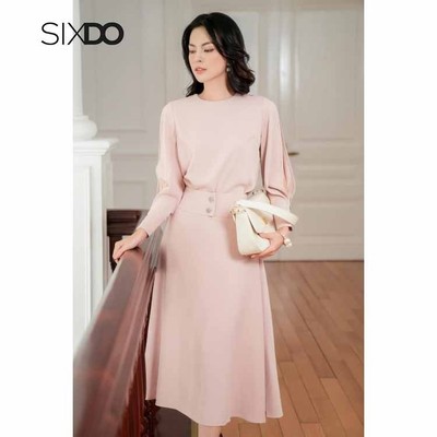 Chân váy lụa xòe hồng nhạt SIXDO (Light Pink Silk Flared Skirt)