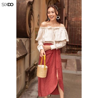 Chân váy linen xẻ tà SIXDO (Brick Split-side Midi Linen Skirt)