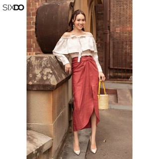Chân váy linen xẻ tà SIXDO (Brick Split-side Midi Linen Skirt)