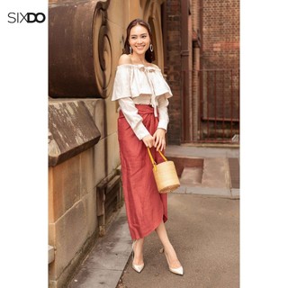 Chân váy linen xẻ tà SIXDO (Brick Split-side Midi Linen Skirt)