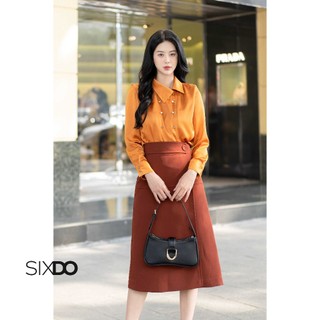 Áo sơ mi lụa nữ dài tay SIXDO (Ochre Long Sleeves Silk Shirt)