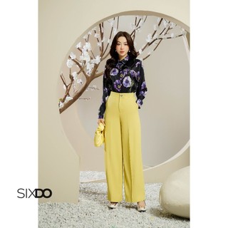 Áo sơ mi lụa đen hoa poppy SIXDO (Black Poppy Silk Shirt)