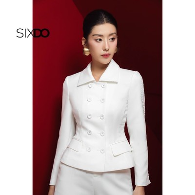 Áo vest trắng dài tay cổ đức SIXDO (White Woven Vest)