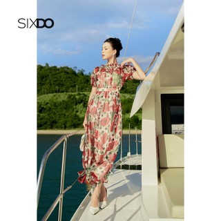 Đầm voan midi hoa poppy SIXDO (Cream Poppy Midi Voile Dress)