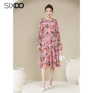 Đầm midi chiffon hoa dài tay SIXDO (Floral Midi Chiffon Dress)