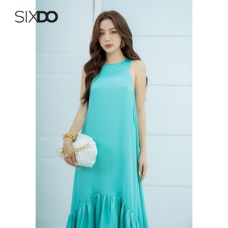 Đầm lụa sát nách đuôi cá SIXDO (Turquoise Sleeveless Midi Silk Dress)