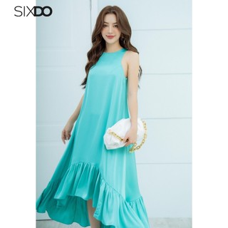 Đầm lụa sát nách đuôi cá SIXDO (Turquoise Sleeveless Midi Silk Dress)