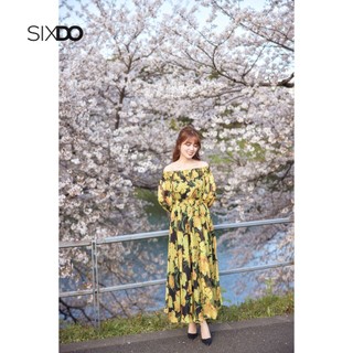 Đầm maxi voan trễ vai SIXDO (Black Tulip Off-shoulder Maxi Voile Dress)