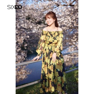 Đầm maxi voan trễ vai SIXDO (Black Tulip Off-shoulder Maxi Voile Dress)