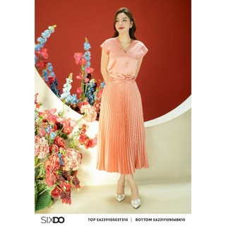 Chân váy lụa xếp li SIXDO (Brown Pleated Silk Midi Skirt)