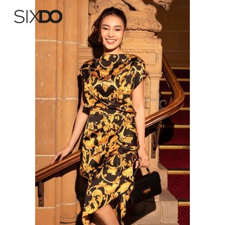 Chân váy lụa họa tiết baroque SIXDO (Black Baroque Print Midi Silk Skirt)