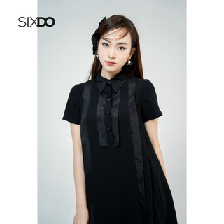 Đầm sơ mi SIXDO (Black Trapeze Mini Silk Dress)