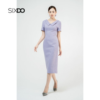 Đầm thô dáng bút chì cổ V thời trang SIXDO (Purple Split-back Midi Raw Dress)