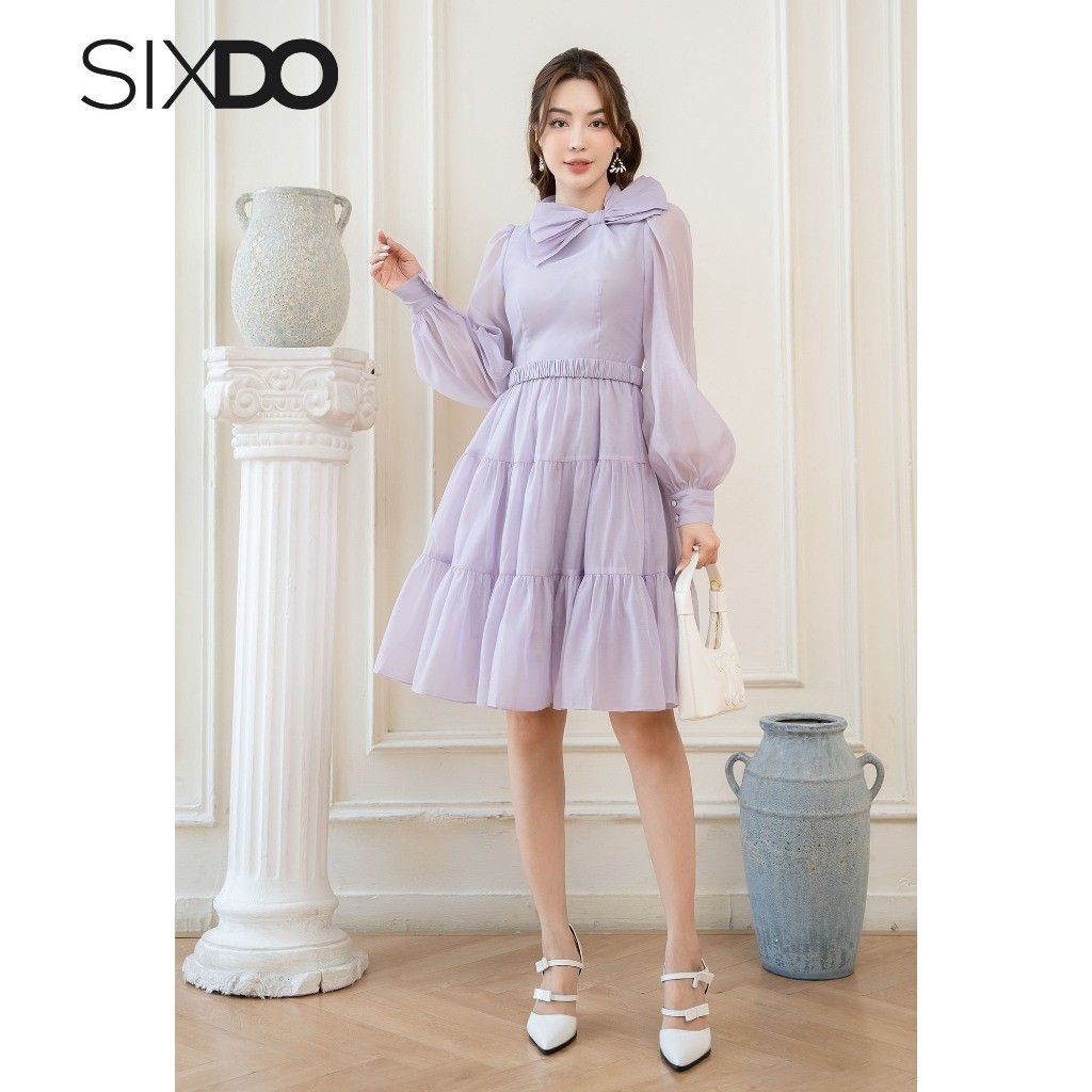 Đầm tơ dáng xòe SIXDO (Light Purple Ruffle Mini Dress)