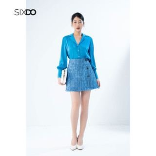 Áo sơ mi lụa xanh cổ vịt thời trang SIXDO (Mallard Green Noched Collar Silk Shirt)