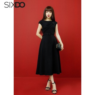 Đầm đen midi woven sát nách SIXDO (Black Sleeveless Midi Woven Dress)