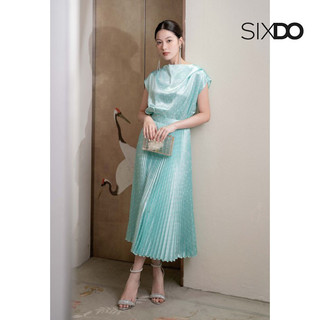 Chân váy xếp ly lụa chấm bi thời trang SIXDO (Polka Dot Pleated Silk Skirt)