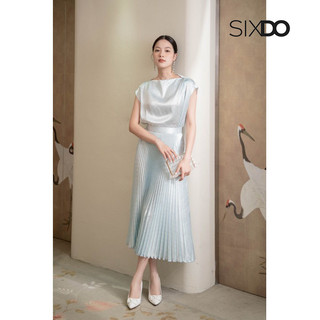 Chân váy xếp ly lụa chấm bi thời trang SIXDO (Polka Dot Pleated Silk Skirt)