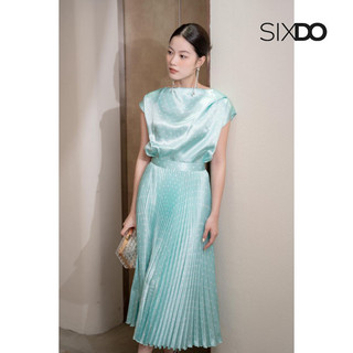 Chân váy xếp ly lụa chấm bi thời trang SIXDO (Polka Dot Pleated Silk Skirt)