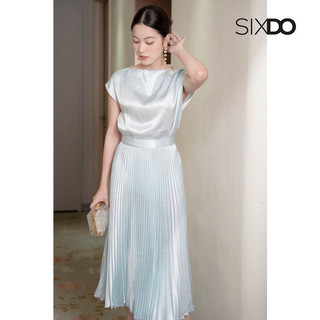 Chân váy xếp ly lụa chấm bi thời trang SIXDO (Polka Dot Pleated Silk Skirt)