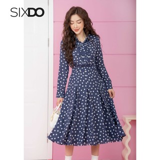 Đầm sơ mi chấm bi chiffon SIXDO (Polka Dots Midi Chiffon Dress)