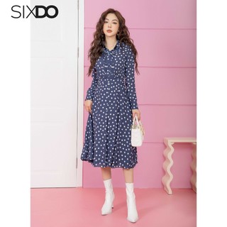 Đầm sơ mi chấm bi chiffon SIXDO (Polka Dots Midi Chiffon Dress)