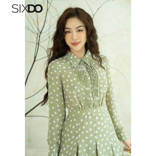 Đầm sơ mi chấm bi chiffon SIXDO (Polka Dots Midi Chiffon Dress)