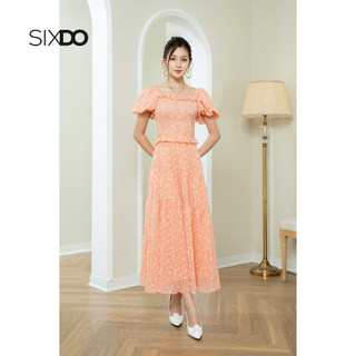 Chân váy voan tơ SIXDO (Light Orange Floral Midi Voile Skirt)