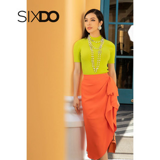 Chân váy lụa midi vạt chéo nhúm eo thời trang SIXDO (Midi Silk Skirt)