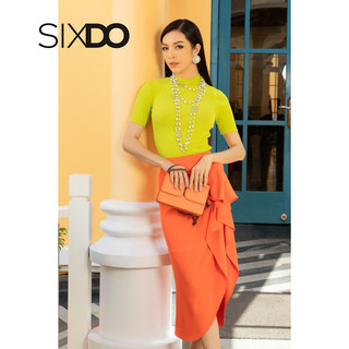 Chân váy lụa midi vạt chéo nhúm eo thời trang SIXDO (Midi Silk Skirt)