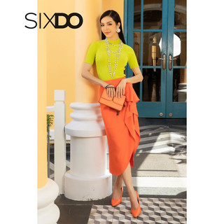 Chân váy lụa midi vạt chéo nhúm eo thời trang SIXDO (Midi Silk Skirt)
