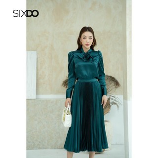 Chân váy lụa xếp li SIXDO (Pleated Midi Silk Skirt)