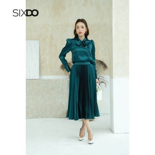 Chân váy lụa xếp li SIXDO (Pleated Midi Silk Skirt)