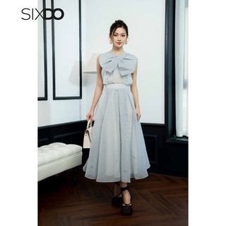 Áo sơ mi sát nách SIXDO (White Check Bowtie Top)